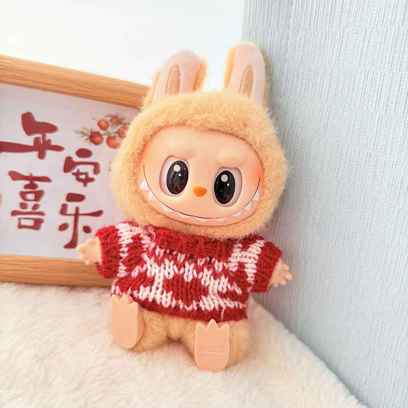 Solo ropa] Llavero de primera y segunda generación Labubu colgante de ropa Rabubu ropa de bebé suéter de punto traje de sombrero