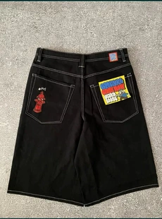 Шорты скейтерские (Empyre Denim) — свободный крой, вышивка, чёрные, S–2XL
