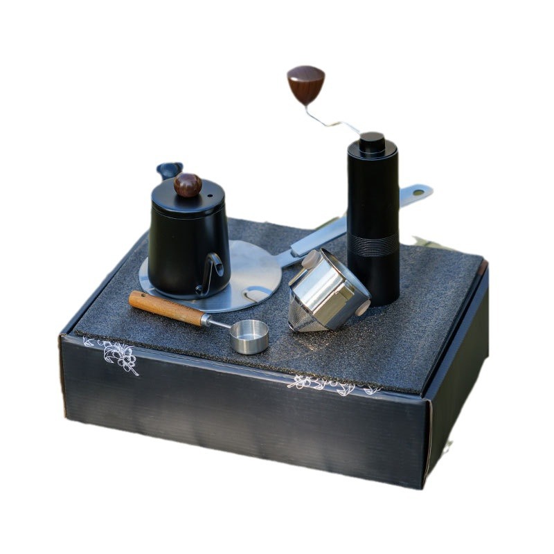 Traje de café de mano portátil al aire libre cafetera caja de regalo núcleo de acero molinillo de grano de café combinación mano molienda traje de camping