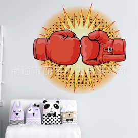 拳击手套标志 图案自粘可移除PVC墙贴 家居装饰健身房拳击馆 贴纸