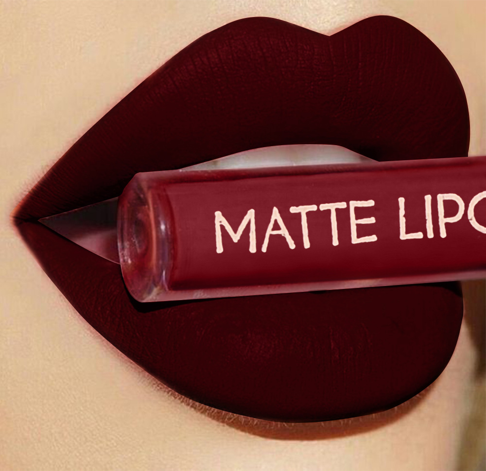 6-piece red matte lipstick set, liquid lipstick, waterproof, non-stick cup, lip gloss, velvet lip gloss, cross-border undefined