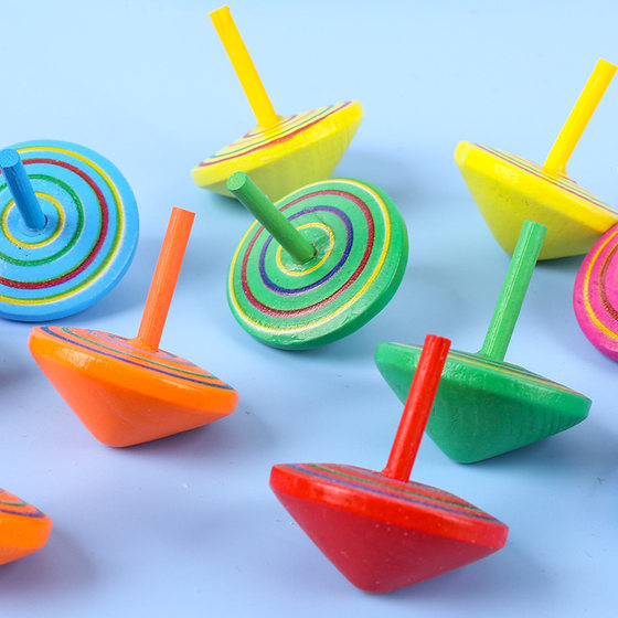 Wooden small gyro desktop decompression wooden toy rainbow small gyro activity promotion small gift factory wholesale