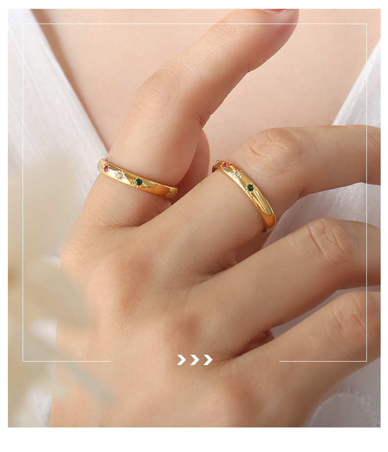 Fashion Circle Titanium Steel Rings Plating Zircon Stainless Steel Rings