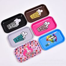 18*12.5cm彩色手卷烟盘 果盘 托盘操作盘碎烟器马口铁收纳托盘