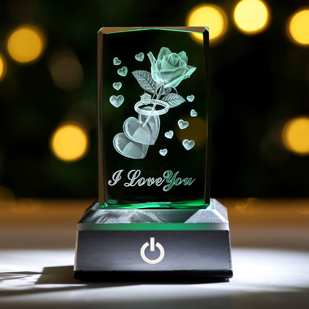 Transfronterizo al por mayor 3D animal Jesús Rosa cuboide adornos de cristal táctil sensible color cumpleaños regalo del Día de San Valentín