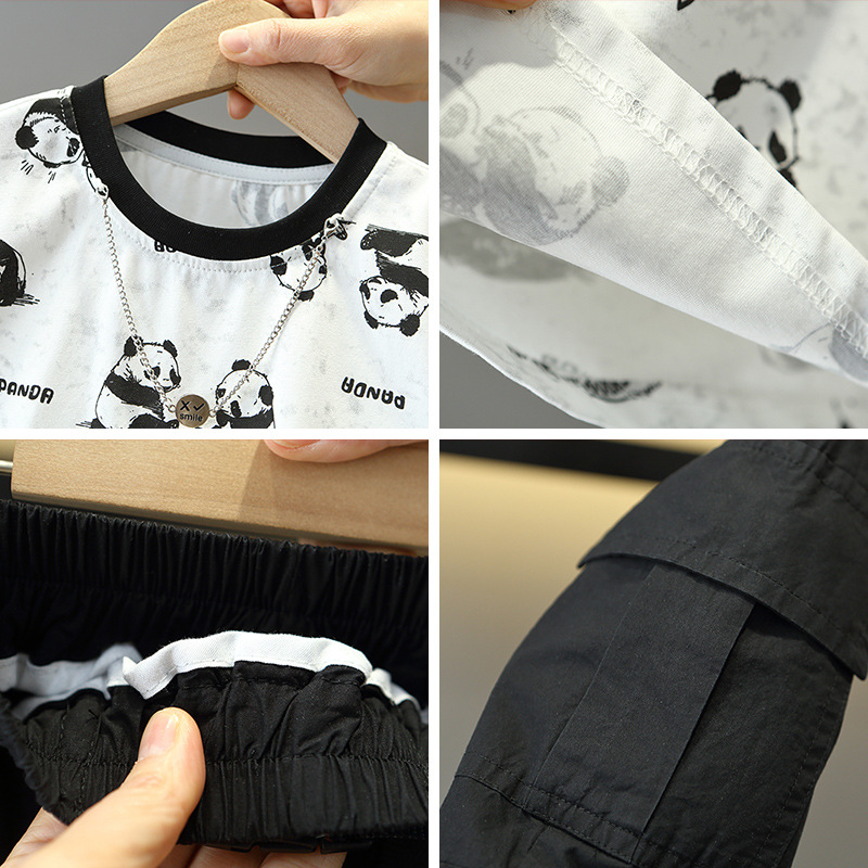 7860 traje de verano para niños 2025 nuevo estilo para niños de manga corta de dos piezas ropa de moda de verano para bebés