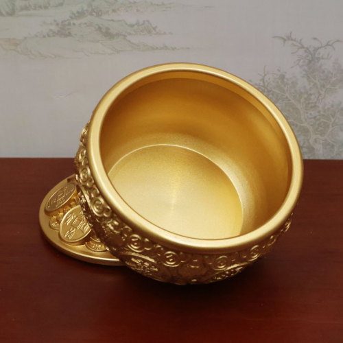 Brass golden toad cornucopia pure copper to attract wealth home living room front porch decoration piggy bank brass rice cylinder