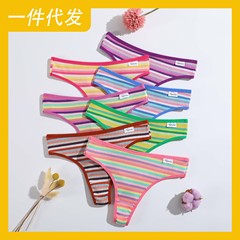 女の子用の新しいTバック下着、女性用のカラフルな糸入りおなかコントロールTバックパンツ、ローウエスト通気性のある純綿Tパンツ、ドロップシッピング