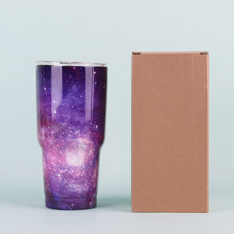 Impresión de transferencia de pintura transfronteriza Taza de coche de 30 onzas Taza de helado al vacío al aire libre cielo estrellado coche taza de cerveza de acero inoxidable logotipo impreso image 17
