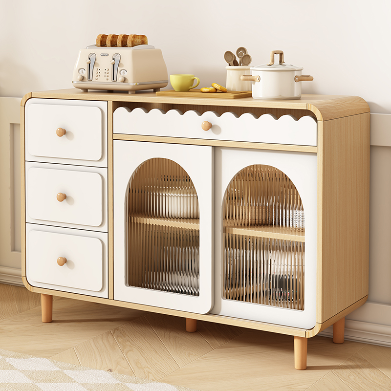 Cream-Style Sideboard Integrated Wall-Mounted Wine Living Room Simple French-Style Storage Kitchen Tea Cabinet Sideboard Cabinet