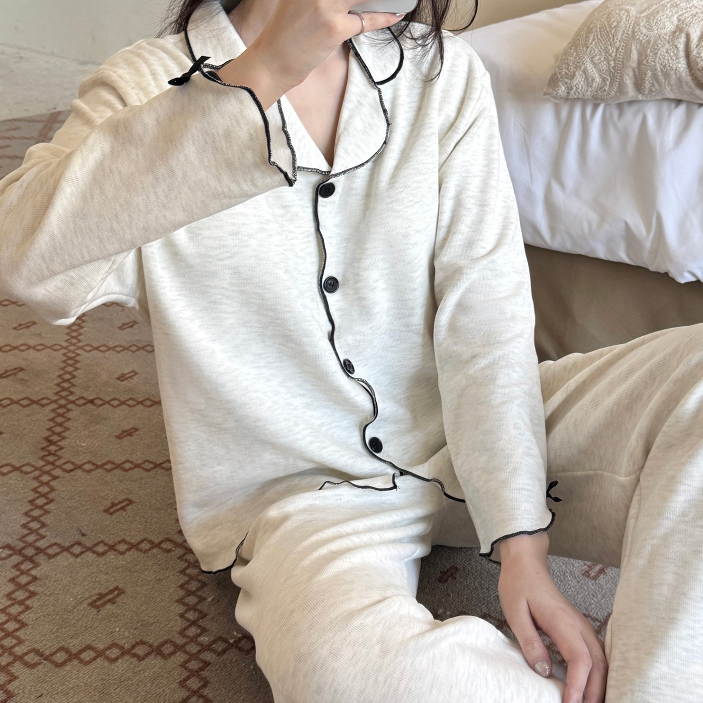 Pijama de mujer de franela y coralina, conjunto cálido y suave para otoño e invierno, moda femenina, venta directa de fábrica