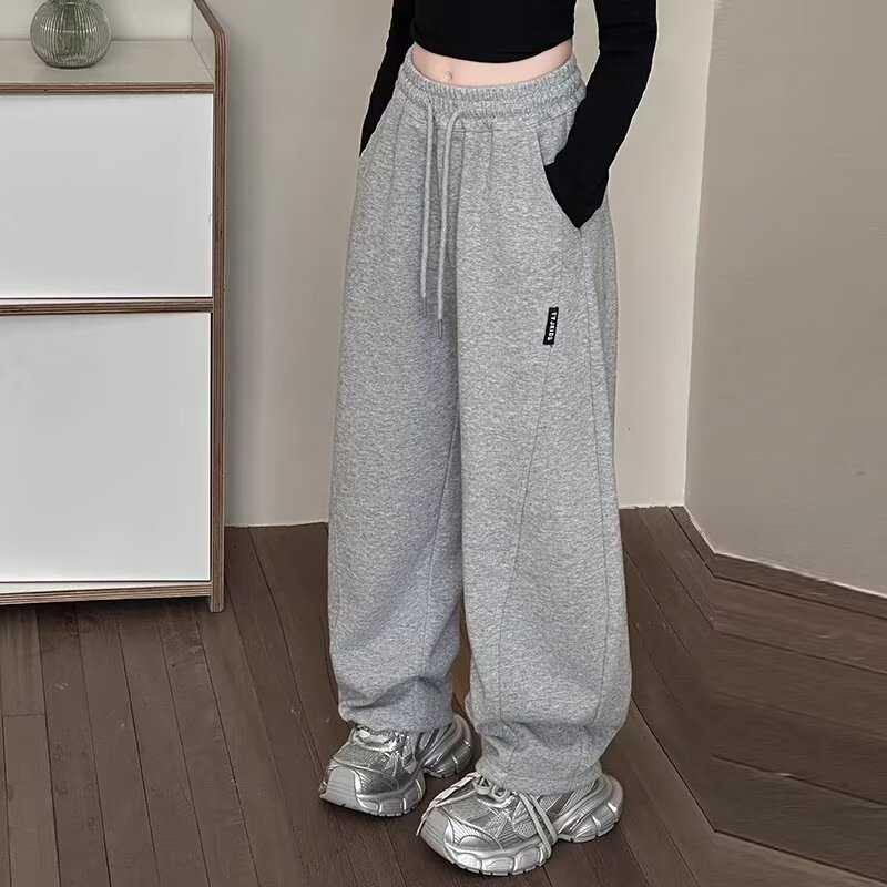 소녀 복 바지 2024 년 가을 겨울 새로운 서양식 어린이 와이드 다리 바지 모든 경기 캐주얼 큰 어린이 봄 가을 스포츠 바나나 바지