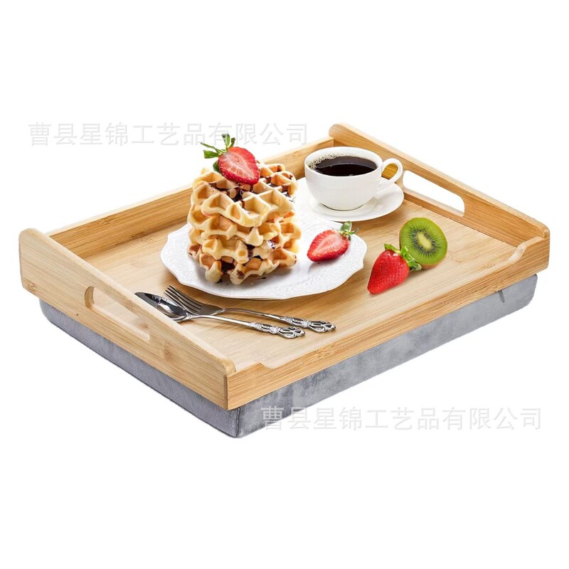 Cross-Border Wooden Detachable Soft Cushion Tray Home Office Laptop Table with Handle Coffee Dessert Tray Cross-Border Wooden Detachable Soft Cushion Tray Home Office Laptop Table with Handle Coffee Dessert Tray