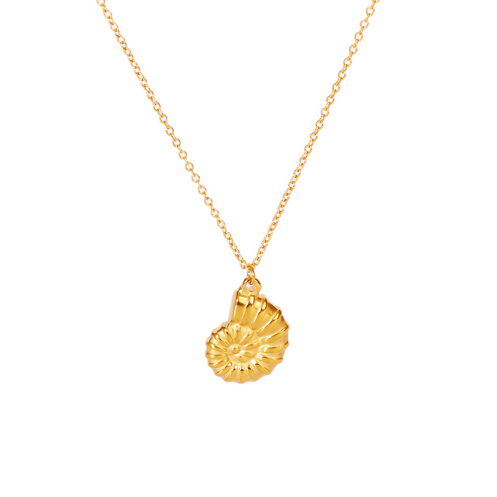 10g Weight Wholesale Jewelry Simple Style Conch Titanium Steel Plating Cable Chain Pendant Necklace