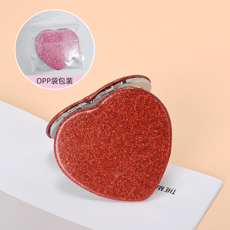 Espejo pequeño de amor de alto valor con mini dormitorio de estudiante espejo plegable de doble cara espejo de maquillaje portátil redondo