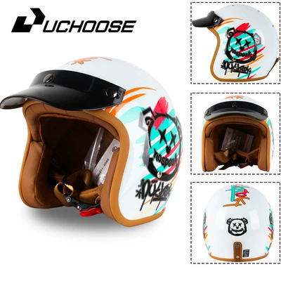 for Scooters and Electric, Motosiklet kaskı (dəbilqə) - white-bear-m