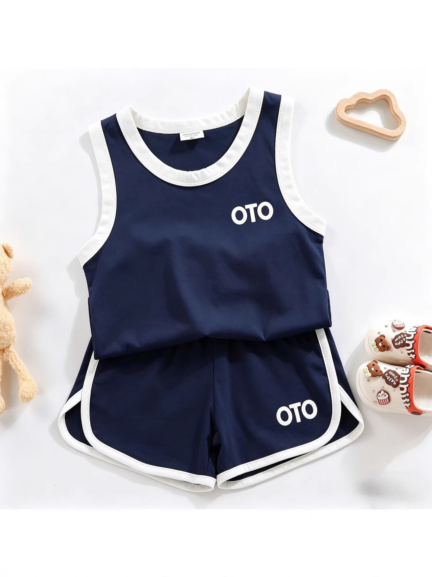 2025 juego de chaleco para niños verano nuevo pantalones cortos para niños y niñas bebés deportivos casuales de dos piezas marca de moda de estilo extranjero