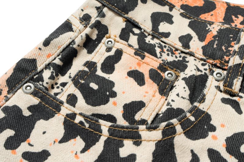 Herren Jeans Mit Leopardenmuster Weite Gerade Passform Locker_voghion.com