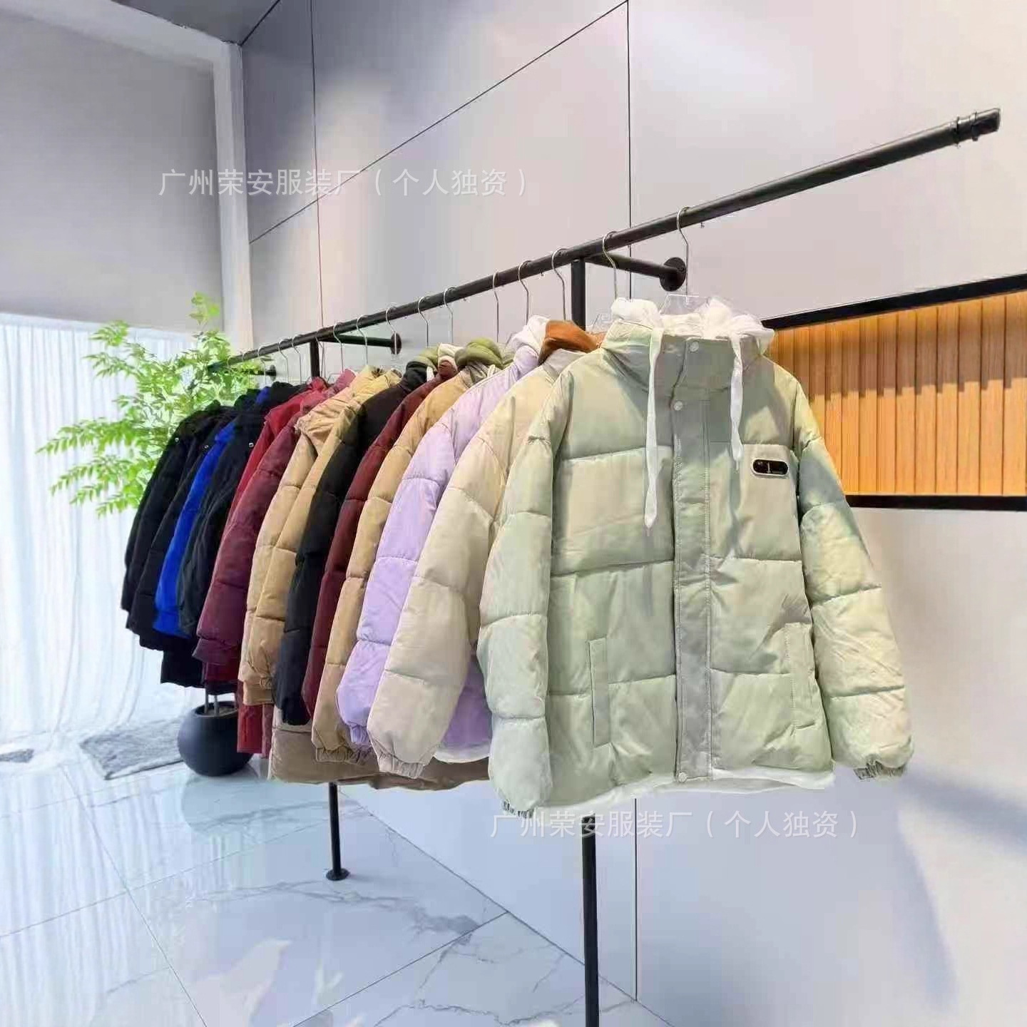 杭州四季青白鸭绒休闲羽绒服女高级感中长款翻领棉服外套女装批发