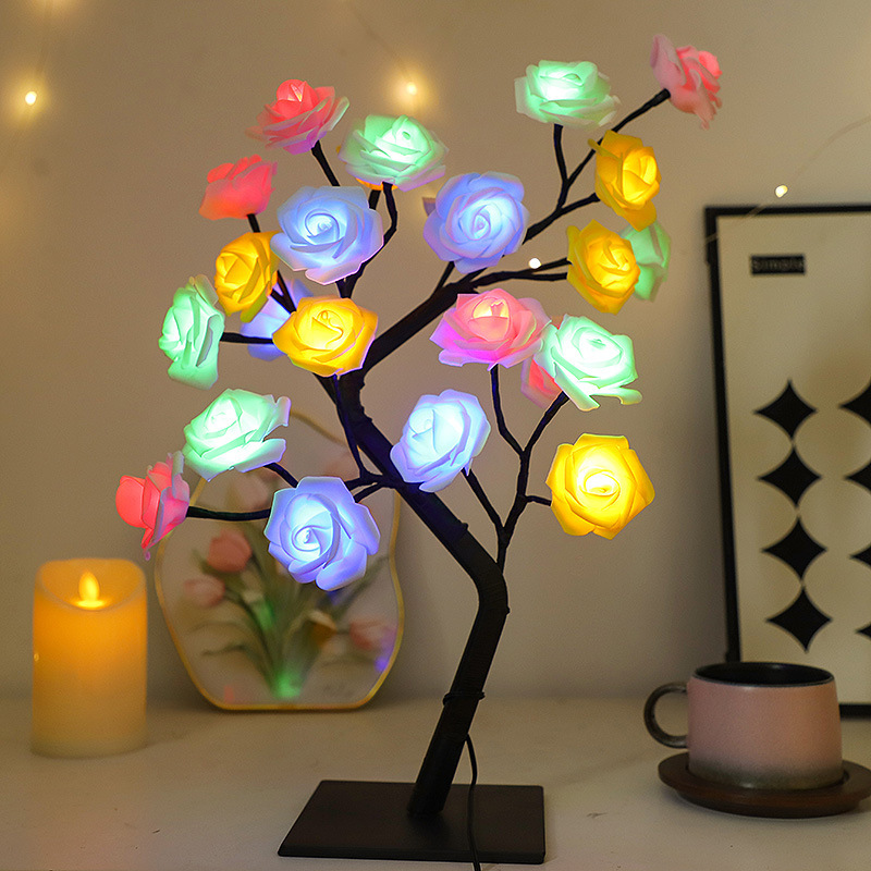 クロスボーダー専用LEDローズ花ツリーライトクリスマスイルミネーション取り外し可能なスタンドバレンタイン装飾ナイトライト|undefined