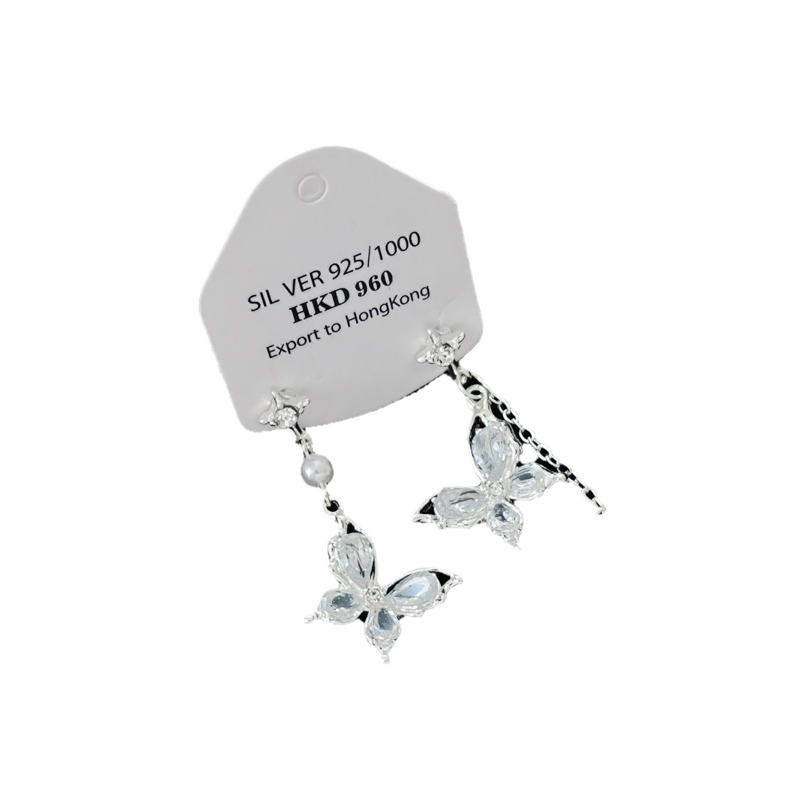 elegant asymmetrical earrings with zircon with tassels from pearl