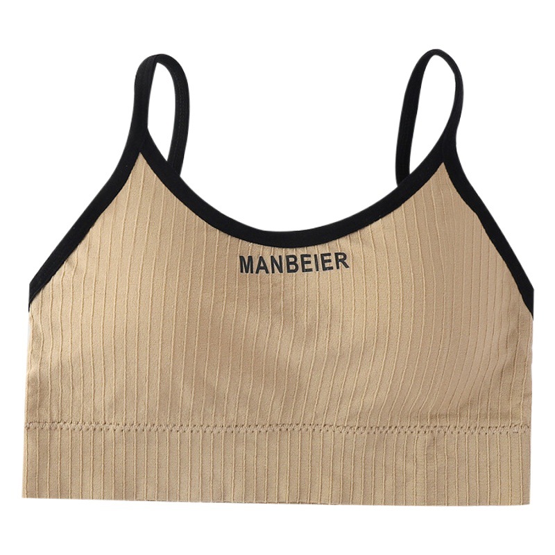 Strappy Camisole with Chest Pads for Women, Outerwear Tube Top, Beautiful Back Underwear, Sports Wrap-Around Bra, Push-Up, Anti-Exposure Vest, Breathable and Comfortable