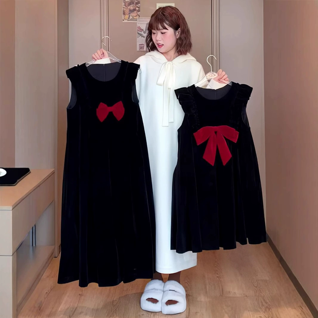 Оптовая продажа 130kg г., женское осенне-зимнее короткое модное молодежное платье с бантом больших размеров, милое платье