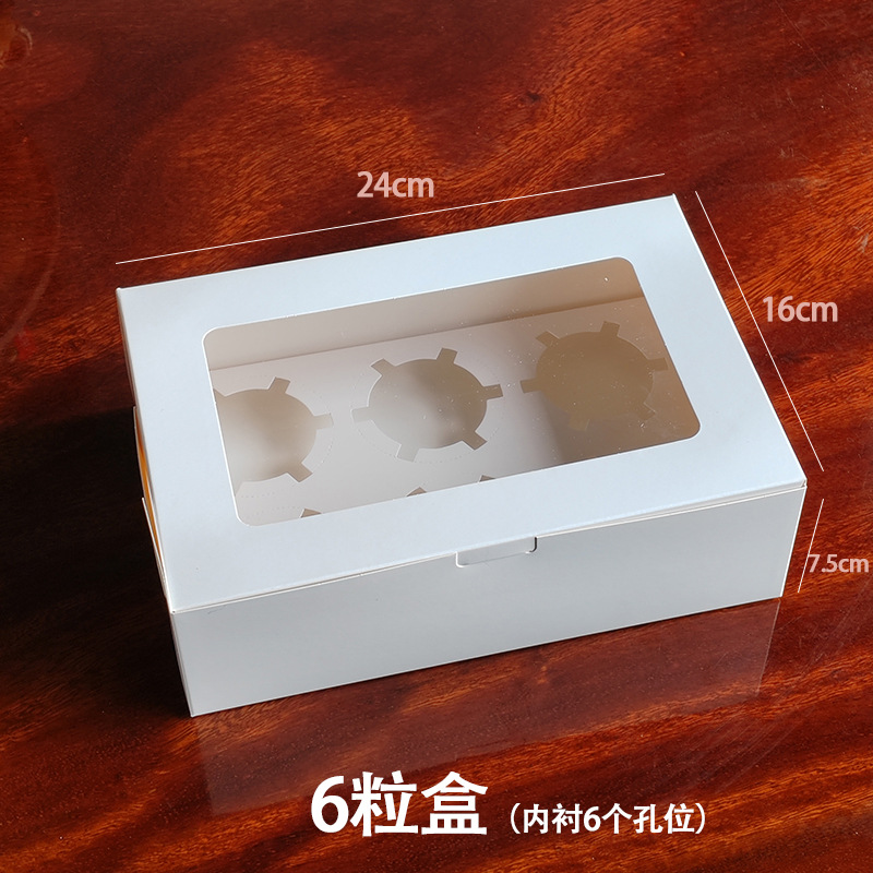 Taza de papel transparente pastel muffin Caja 2 tabletas 4 tabletas 6 tabletas 12 tabletas forro ventana horneado postre occidental tarta de huevo caja de embalaje image 9