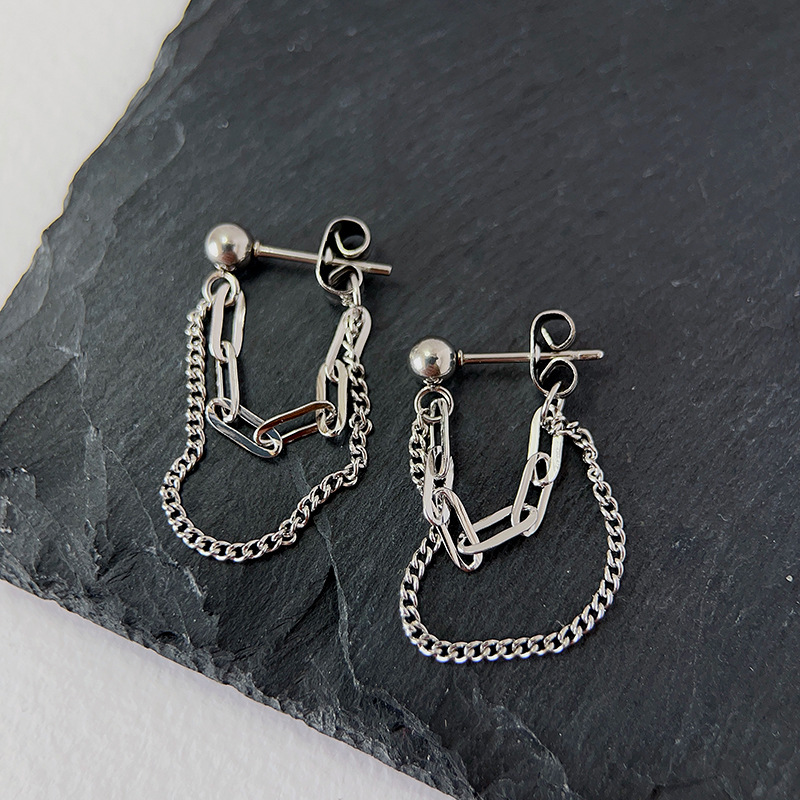 7g Weight Gold Plated Plating Material Drop Earrings Classification 1 Pair Quantity Daily Occasion 1 Pair Commute Solid Color Plating Chain Titanium Steel Gold Plated Drop Earrings