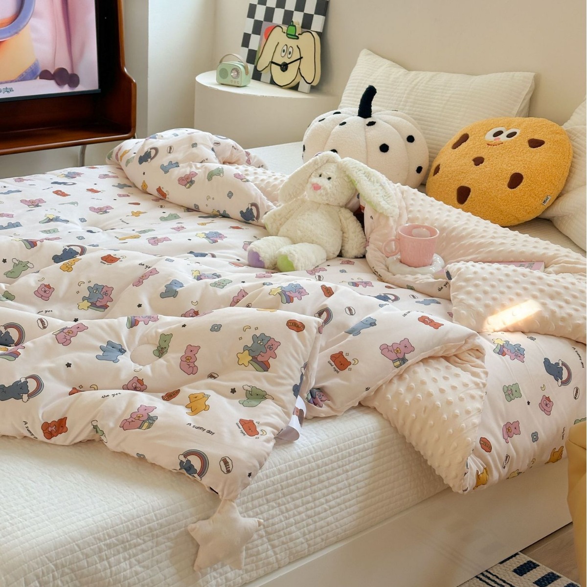 Class A Knitted Cotton Bean Quilt Soybean Quilt Cartoon Children's Spring and Autumn Quilt Single Thickened Quilt Core Double Warm Winter Quilt