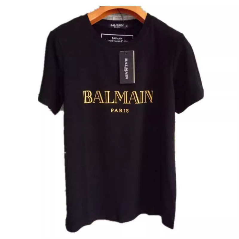 2024 manufacturers spring and summer new Balmain balmain bronzing letters cotton loose T-shirt couples men and women postage