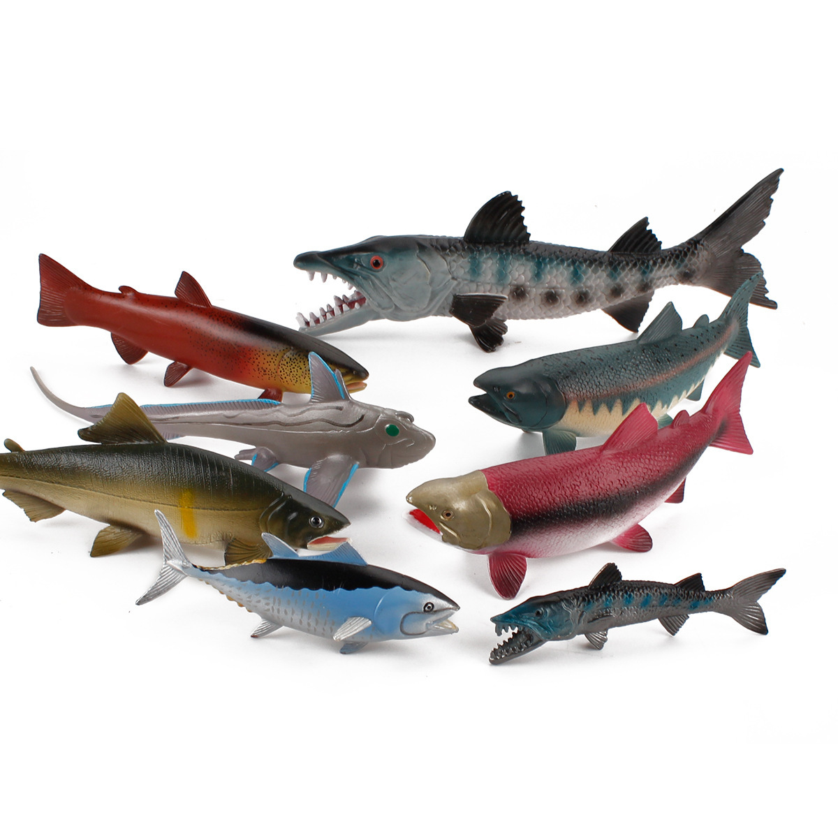 Simulación cognitiva para niños peces marinos atún salmón trucha Lobo pescado modelo Decoración Juguetes exportación transfronteriza