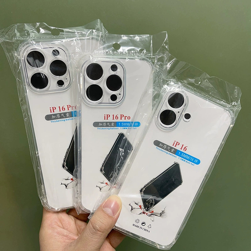 Suitable for Apple 15 Mobile Phone Case Four Corner Anti-drop Case 11 Fine Hole Protective Case Transparent iPhone16 All-inclusive Soft Case 14