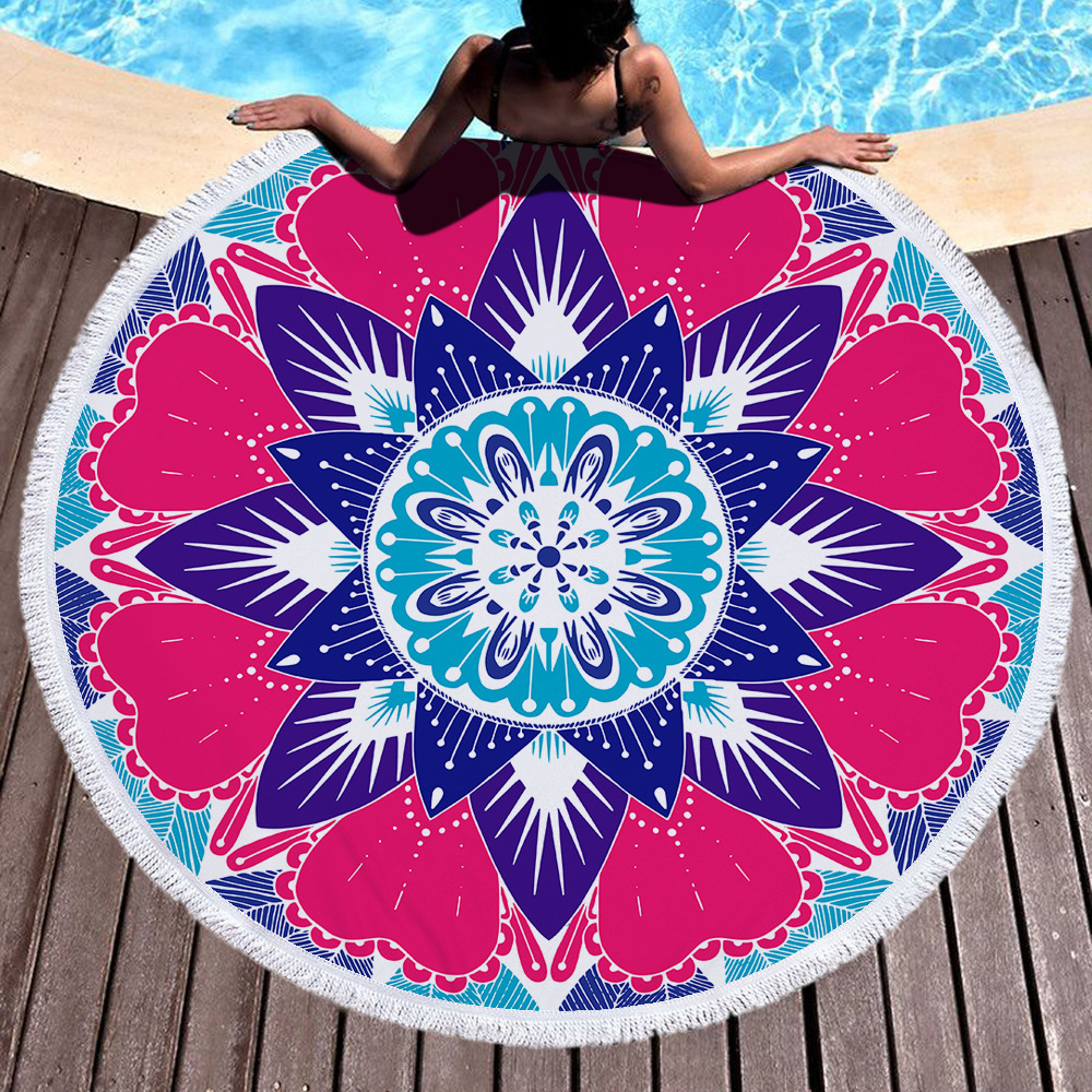 Nuevo estilo redondo Mandala estampado toalla de playa toalla de baño de microfibra cojín de patrón mandala