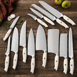 Anti-stick small kitchen knife for Ladies steel head suit knife household vegetable cutting meat White handle German craft foreign trade cross-border