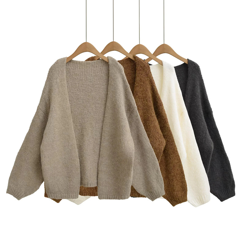 Hand-Crocheted Small Plush Blanket, Thick Needle Fluffy Lazy Sweater Cardigan for Women, Lantern Sleeves, Autumn and Winter Korean Style Loose Warm Coat Hand-Crocheted Small Plush Blanket, Thick Needle Fluffy Lazy Sweater Cardigan for Women, Lantern Sleeves, Autumn and Winter Korean Style Loose Warm Coat