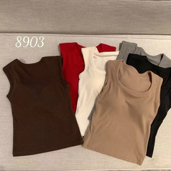 美月馨8903秋冬磨毛保暖背心女带胸垫防走光内衣修身内搭打底上衣