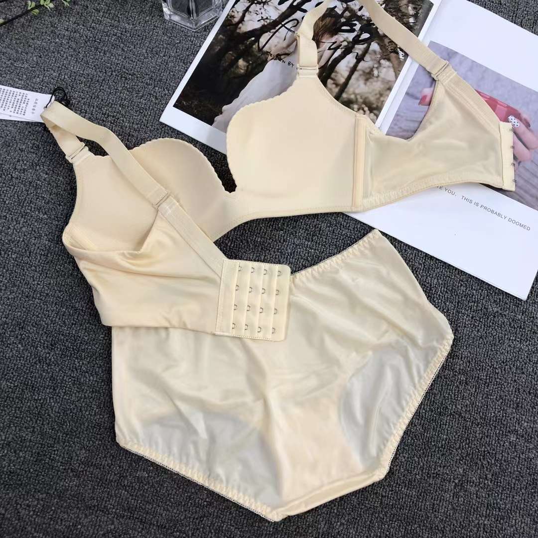 Vietnam Malasia nuevo pecho brillante pequeño push up ajustable medio grueso taza de algodón suave sujetador traje