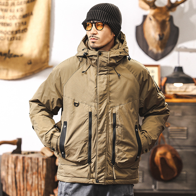 American Style Retro Graphene Down Jacket Men's Short Winter Outdoor Cold-weather Parker Clothing Functional Wind Work Jacket Men's