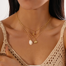 3件套海边度假风金属仿贝海星项链欧美个性小众气质高级感项饰女