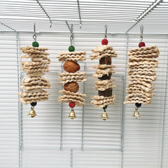 Corn husk braided apple wood combination birdcage pendant parrot toys bird toys chewing supplies cuttlefish bone chewing skewers