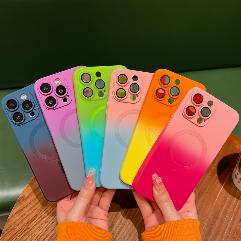 60g Weight iPhone Applicable Brands Silica Gel Material Gradient Color Pattern INS Style Style Ins Style Gradient Color Silica Gel Phone Cases 无