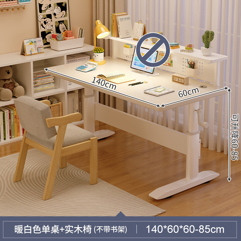 Mesa de estudio para niños Mesa de escritorio de madera sólida Mesa de escritura de doble mesa de tareas para estudiantes de primaria Mesa de computadora Mesa elevadora