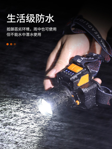 Strong light, super bright, waterproof, rechargeable, long battery life, outdoor head-mounted fishing night fishing zoom sensor headlight wholesale