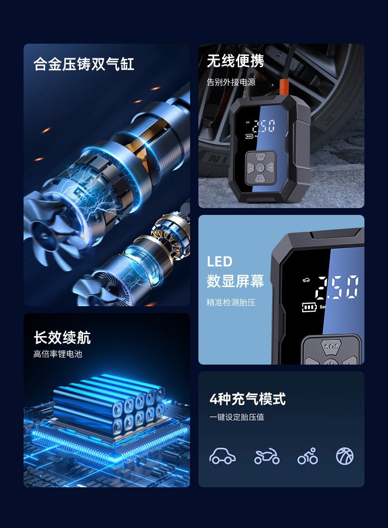 Cross-border special for car wireless air pump car mini air pump home car dual-use high pressure air pump a batch