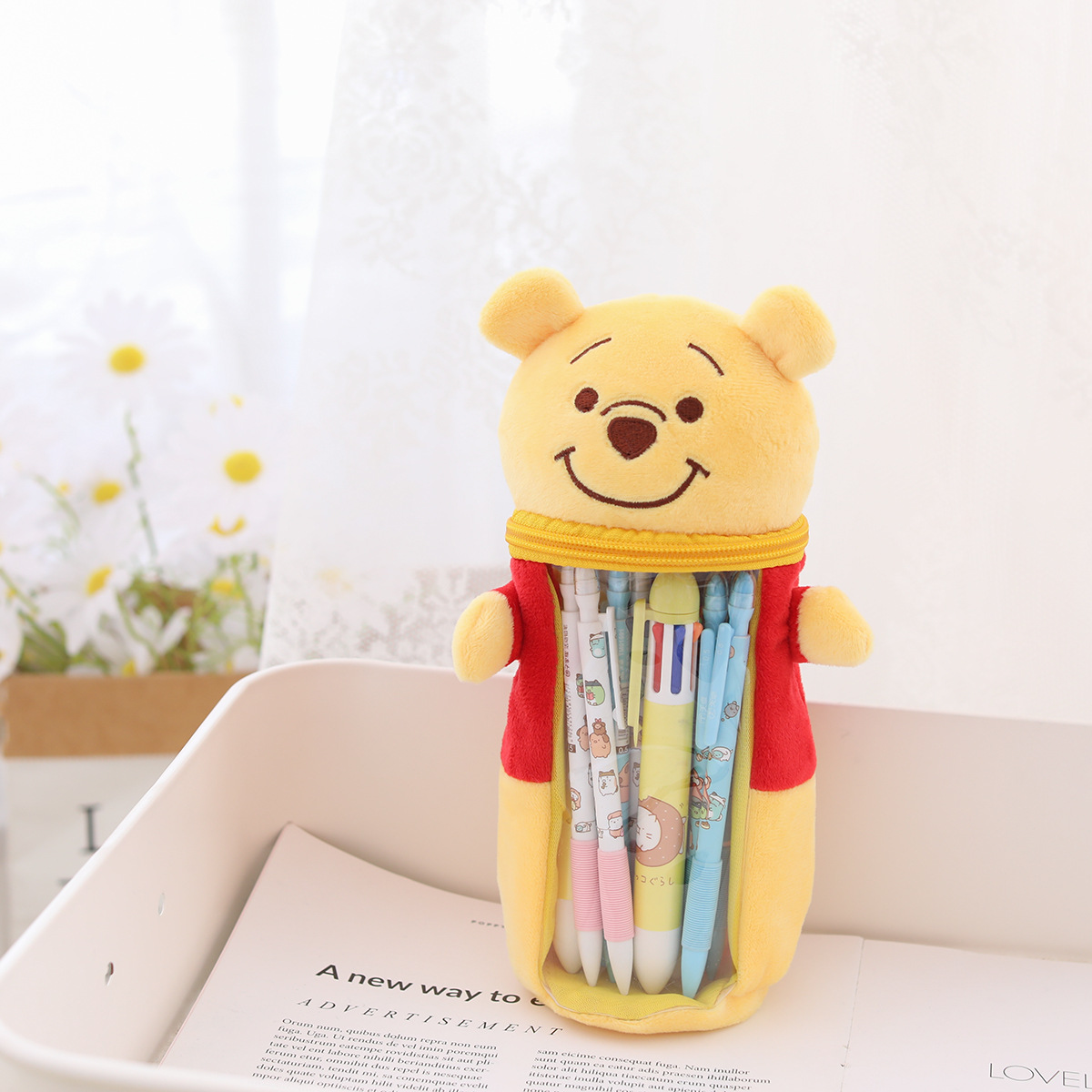 Japonés de dibujos animados lindo estrella Delu coolomi peluche lápiz caso titular la pluma popular chica corazón bolsa almacenamiento transparente regalo