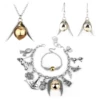 Set, bracelet, necklace, earrings, 4 piece set