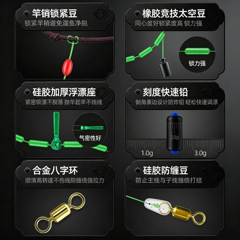 Complete set of fishing line, leader line, and hook set, pre-tied double-hook fishing line, fishing gear and supplies for Taiwanese-style fishing