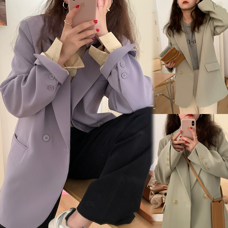 Женская одежда больших размеров 2024 весна-осень, элитный пиджак для полных женщин, модный костюмный топ в британском стиле [2302]