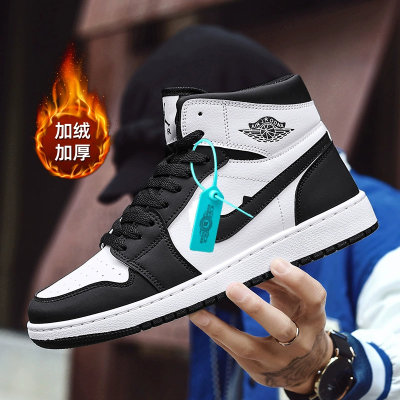 Winter cotton and thickening Warm AJ High-top Board Shoes for Men and Women Couple Outdoor Casual All-match sneaker Trendy fleece-lined Shoes